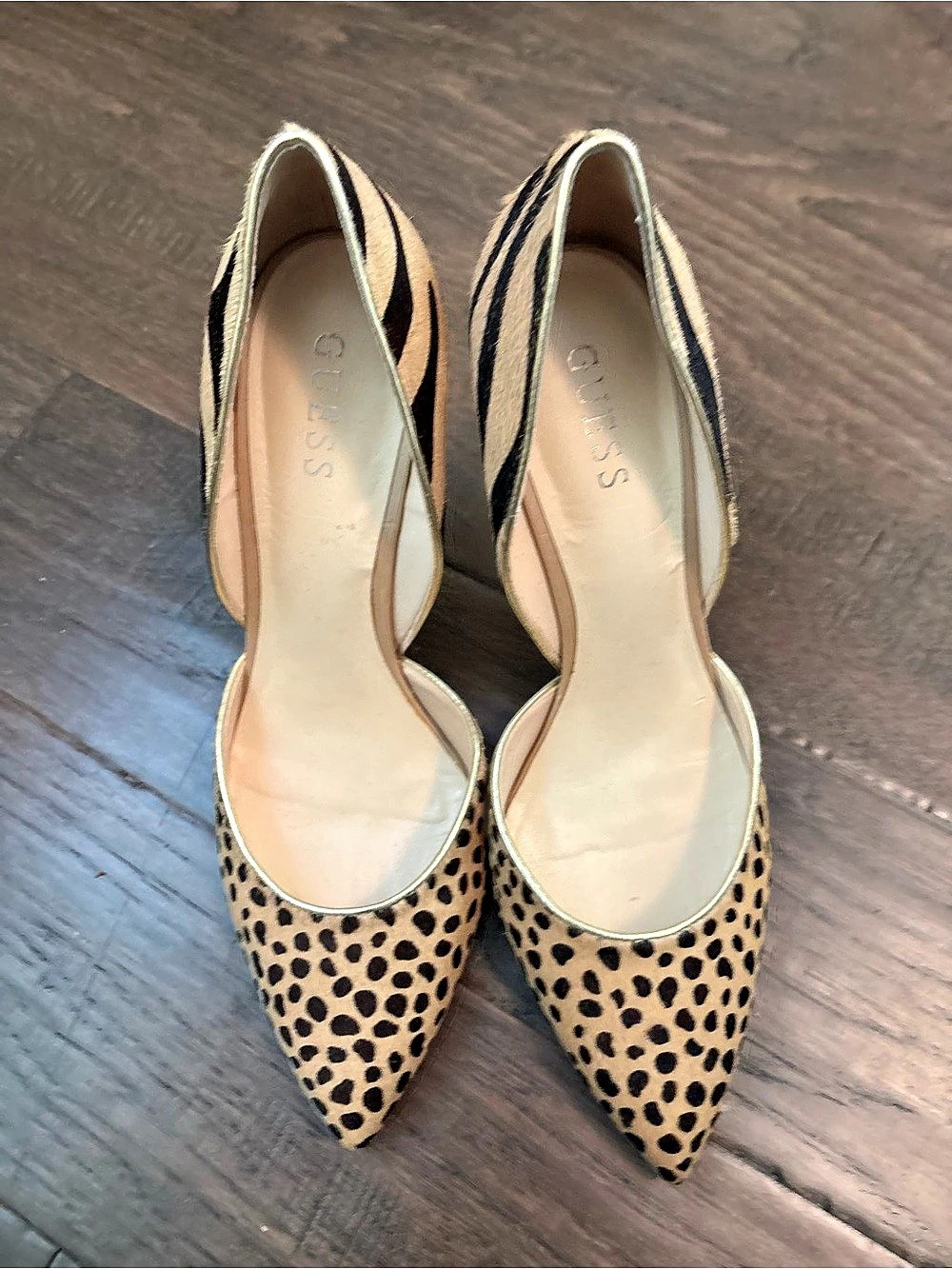 GUESS Pointed-Toe Animal Print Heels